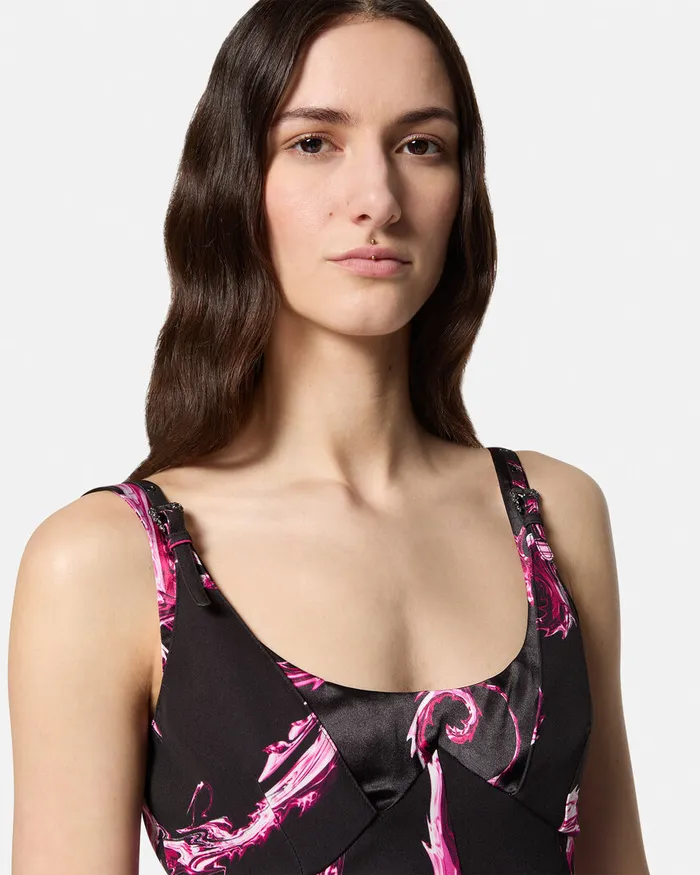 Versace Chromo Couture Midi Dress Blackpink Women Jeans Couture