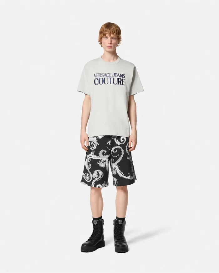 Versace Chromo Couture Sweat Shorts Blackwhite Men Jeans Couture