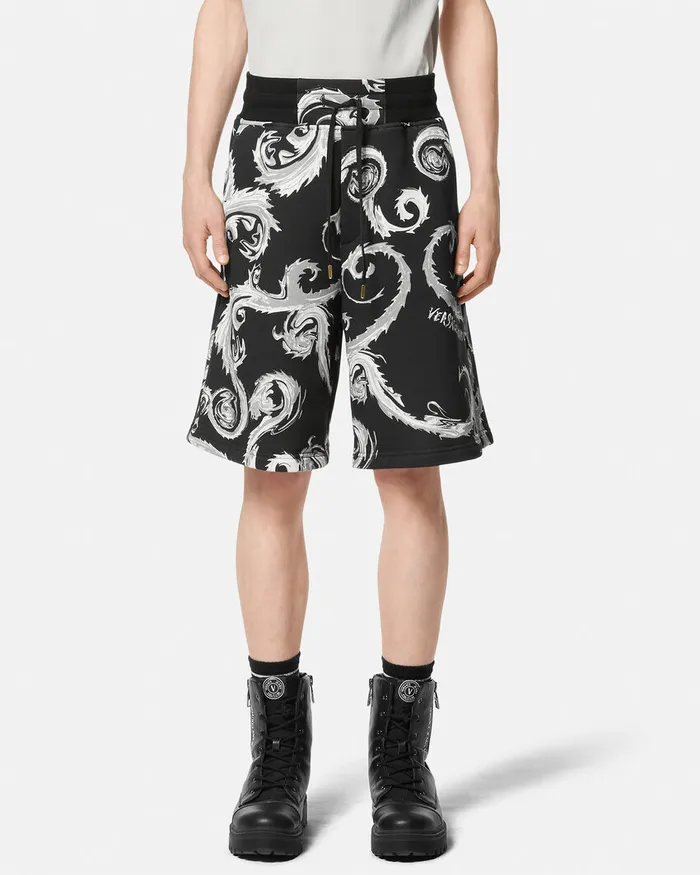 Versace Chromo Couture Sweat Shorts Blackwhite Men Jeans Couture