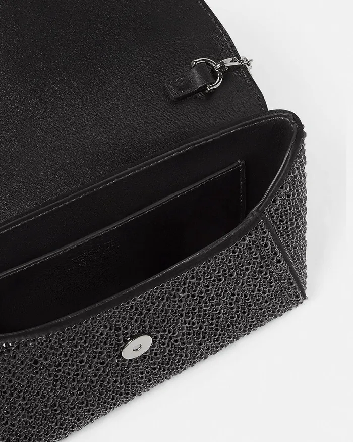 Versace Crystal La Medusa Envelope Clutch Black Women Shoulder and Crossbody