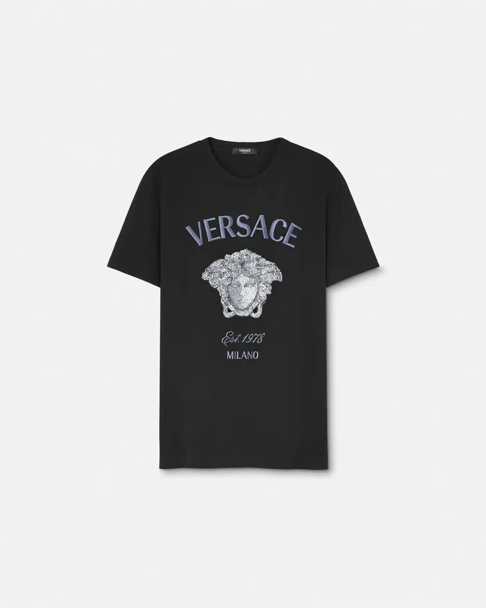 Versace Crystal Medusa Milano TShirt Black Men TShirts and Polos