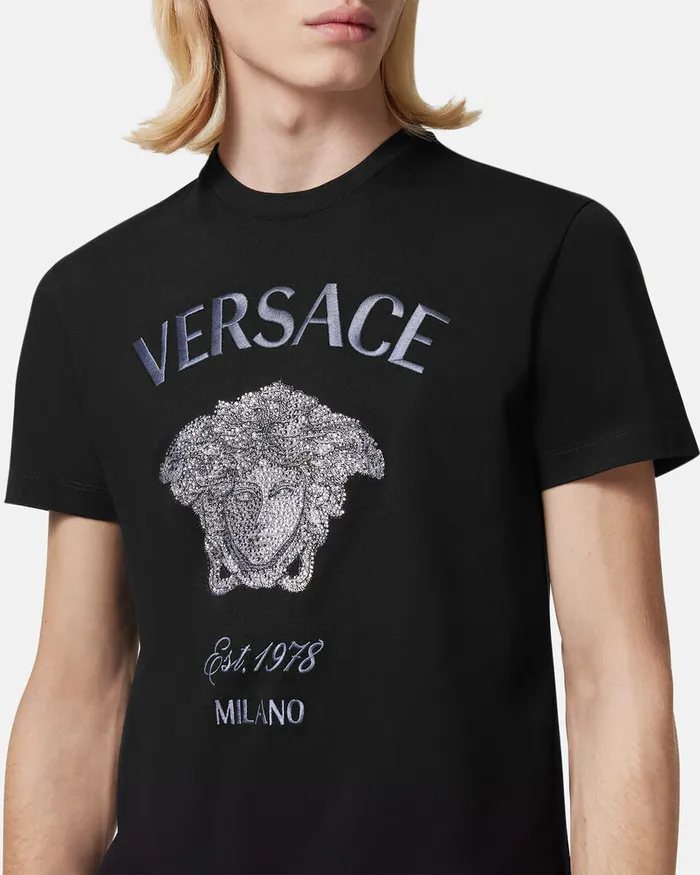 Versace Crystal Medusa Milano TShirt Black Men TShirts and Polos