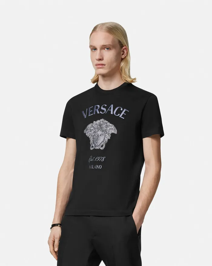 Versace Crystal Medusa Milano TShirt Black Men TShirts and Polos