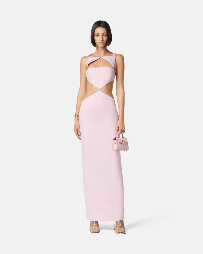 Versace Cutout Column Gown Light Pink Women Dresses