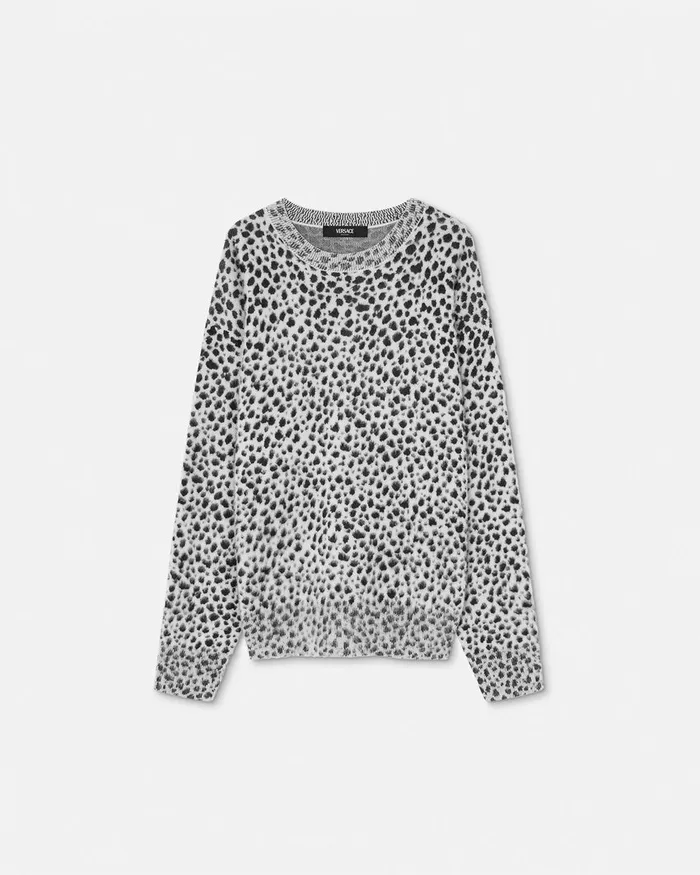 Versace Dalmatian WoolBlend Oversize Sweater Blackwhite Women Knitwear