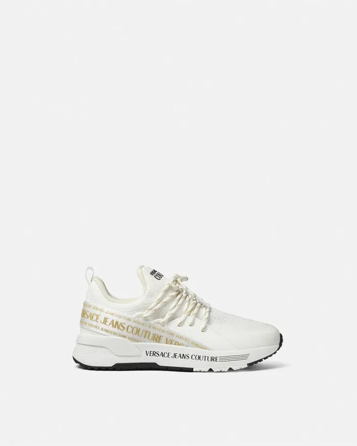 Versace Dynamic Logo Sneakers Whiteprint Women Jeans Couture