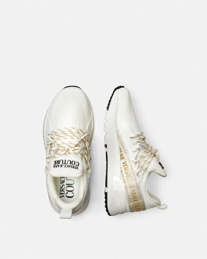 Versace Dynamic Logo Sneakers Whiteprint Women Jeans Couture