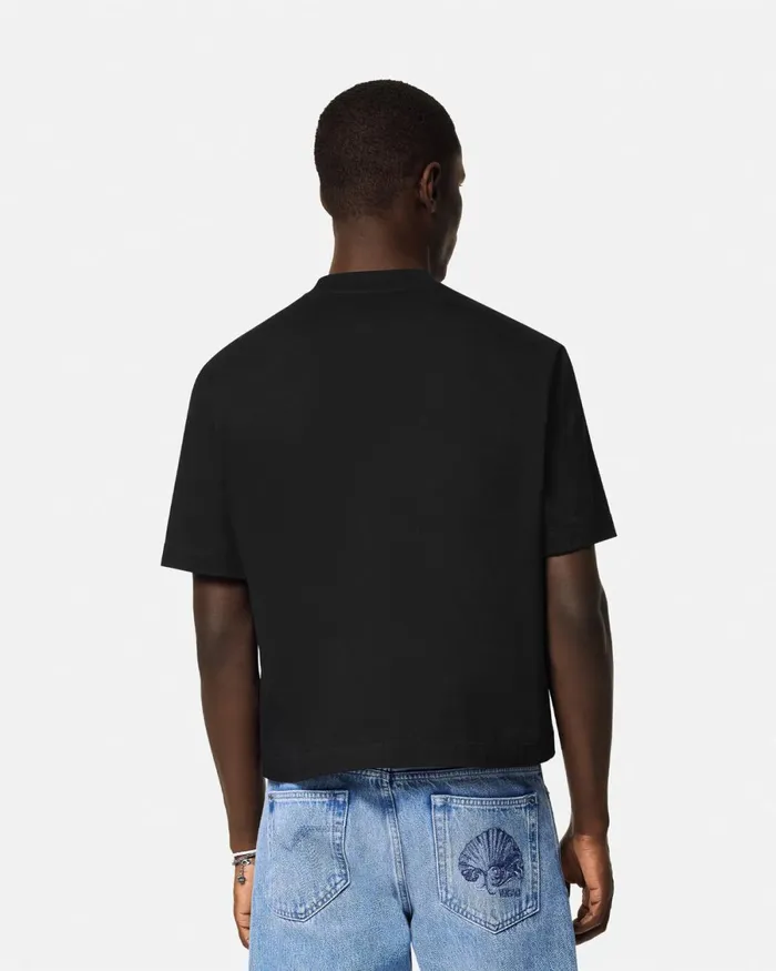 Versace Embroidered Medusa Milano TShirt Black Men TShirts and Polos