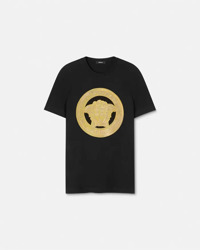 Versace Embroidered Medusa TShirt Black Men TShirts and Polos