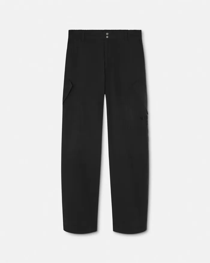 Versace Embroidered Milano Stamp Pants Black Men Pants and Shorts