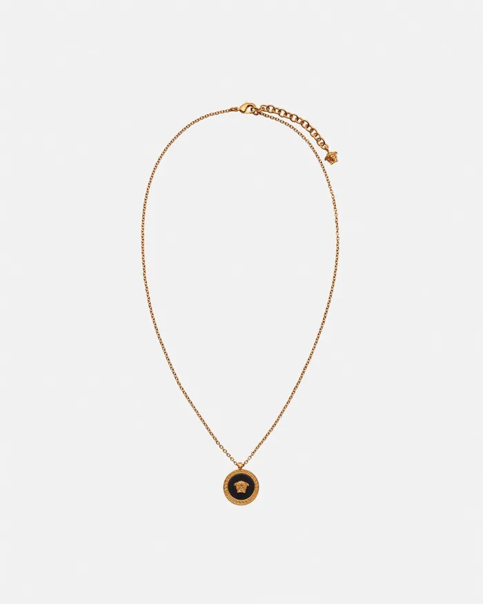 Versace Enamel Medusa Necklace Blackgold WomenMen Necklaces