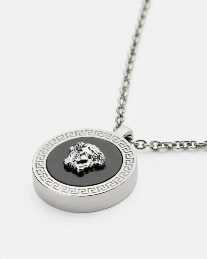 Versace Enamel Medusa Necklace Silver WomenMen Necklaces