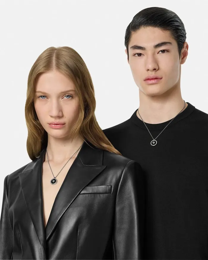 Versace Enamel Medusa Necklace Silver WomenMen Necklaces