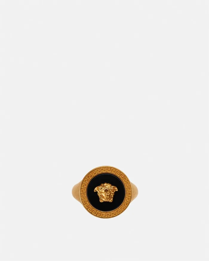 Versace Enamel Medusa Ring Blackgold WomenMen Rings