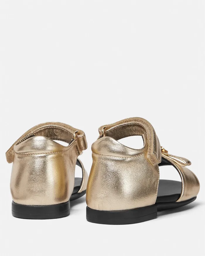 Versace Gianni Ribbon Metallic Baby Sandals Gold Kids Shoes