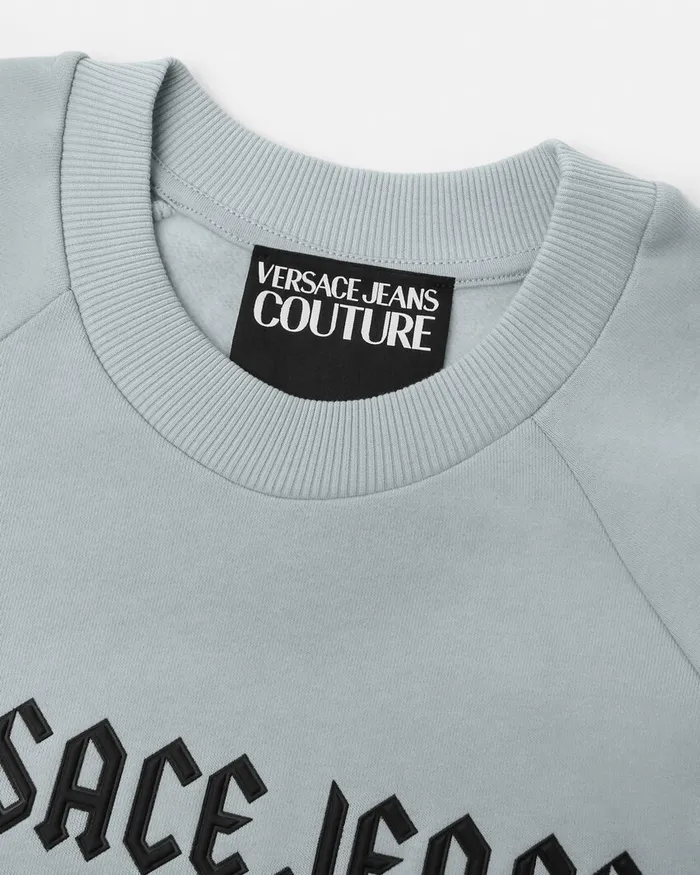 Versace Gothic Logo RelaxFit Sweatshirt Whiteprint Men Jeans Couture