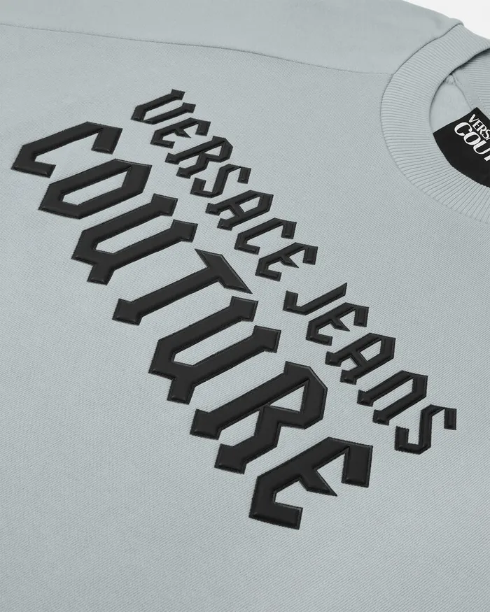 Versace Gothic Logo RelaxFit Sweatshirt Whiteprint Men Jeans Couture