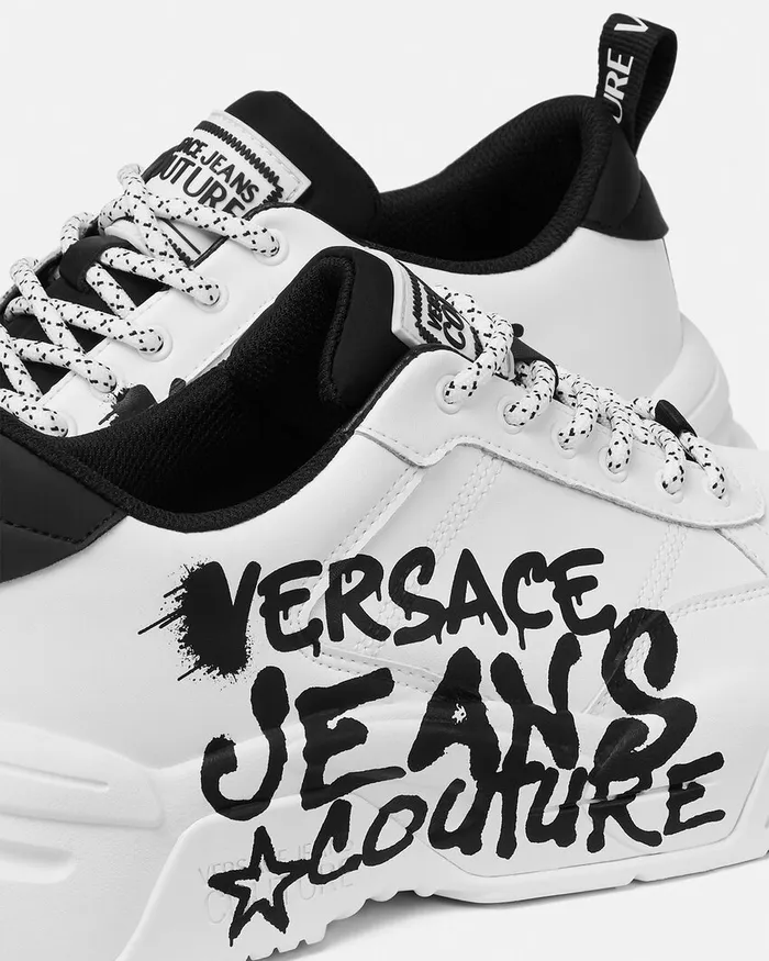 Versace Graffiti Stargaze Sneakers Whiteprint Men Jeans Couture