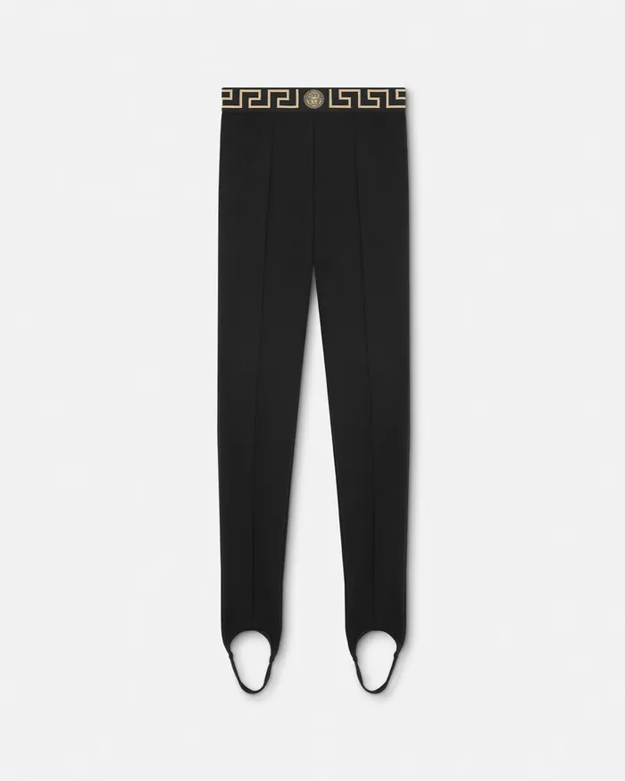 Versace Greca Border Gym Stirrup Leggings Black Women Activewear