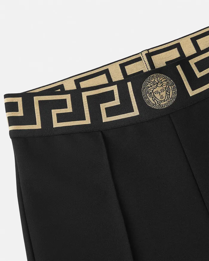 Versace Greca Border Gym Stirrup Leggings Black Women Activewear