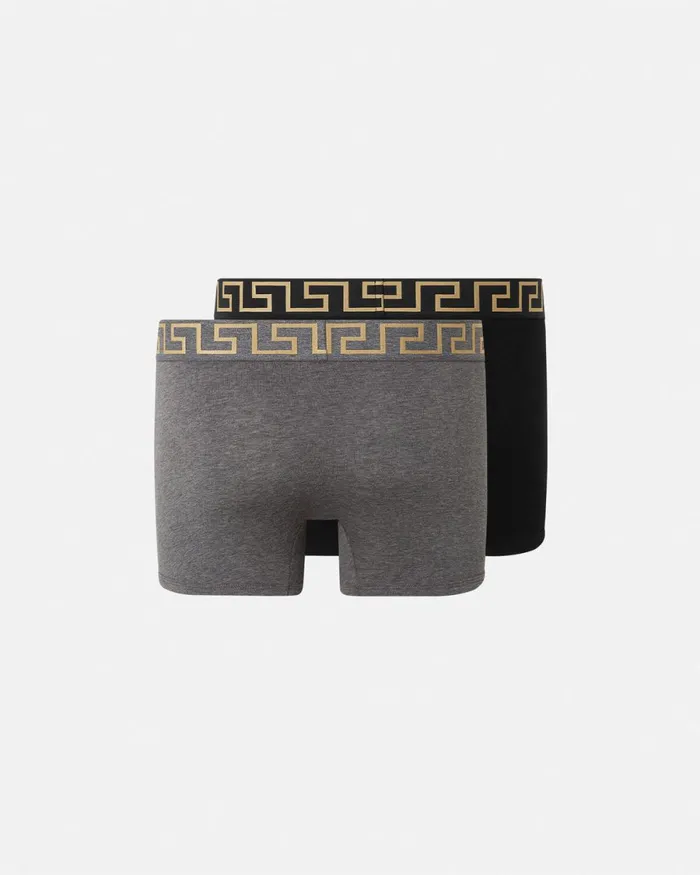 Versace Greca Border Long Trunks 2Pack Blackgray Men Boxers