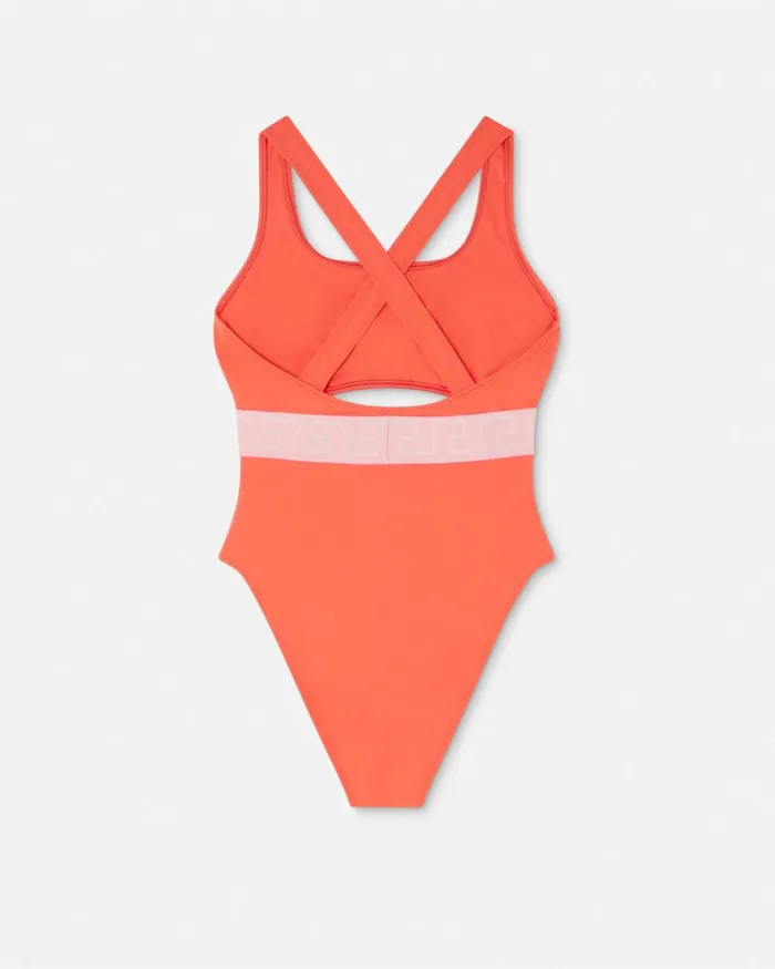 Versace Greca Border OnePiece Swimsuit Coral Women Swimwear