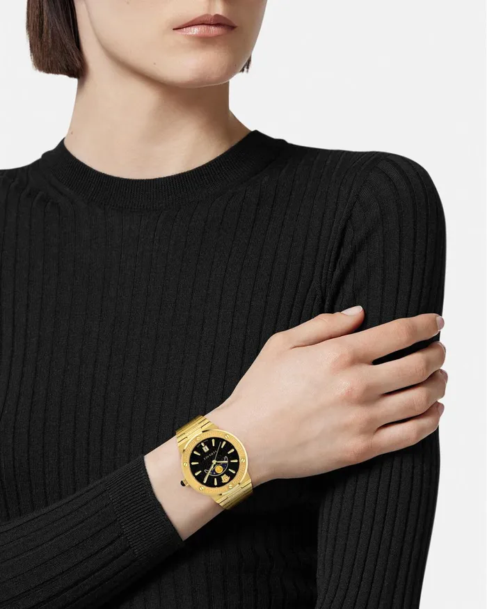 Versace Greca Logo Moonphase Watch Pnul Women Watches
