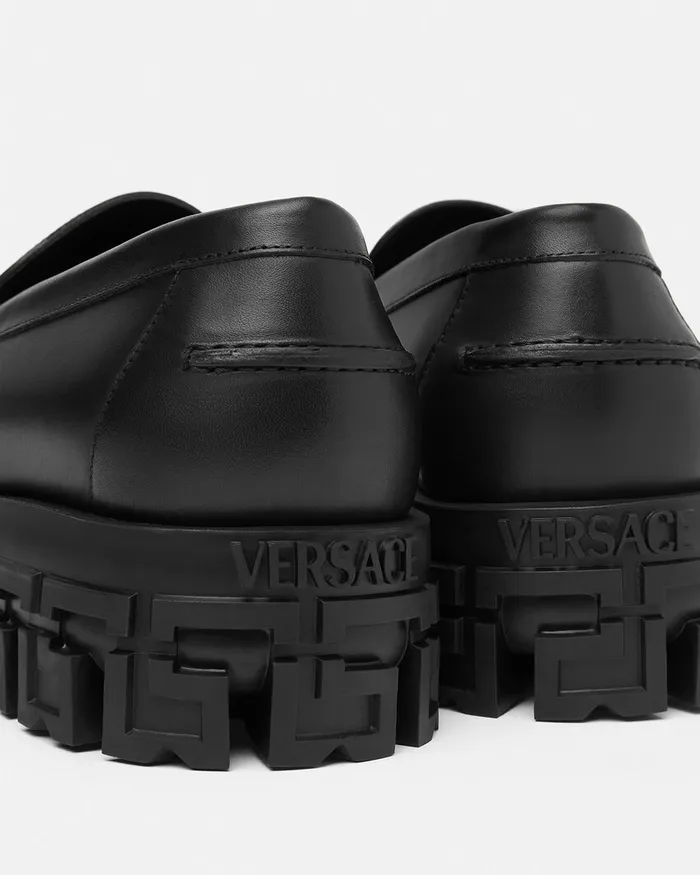 Versace Greca Portico Loafers Blackgold Men Loafers and Slippers