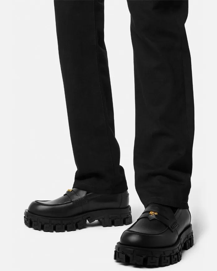 Versace Greca Portico Loafers Blackgold Men Loafers and Slippers