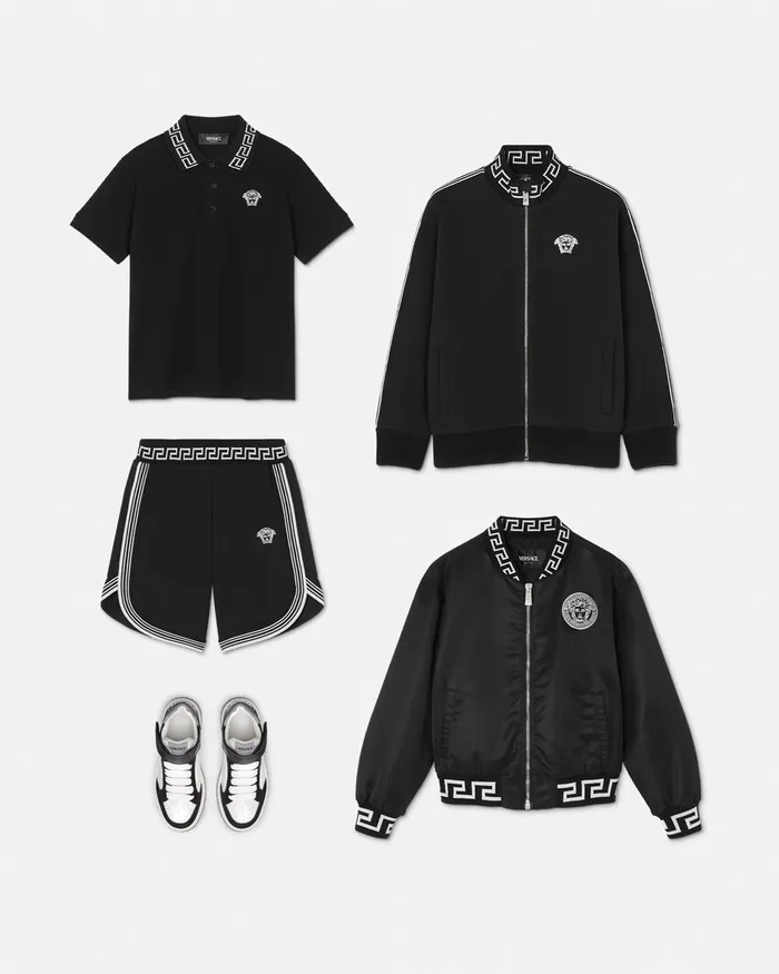 Versace Greca Sweatshirt Black Kids Knitwear and Sweatshirts