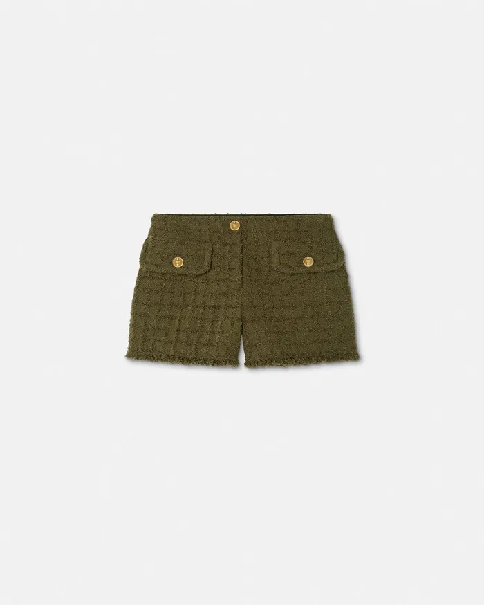 Versace Heritage Tweed Mini Shorts Green Women Suits