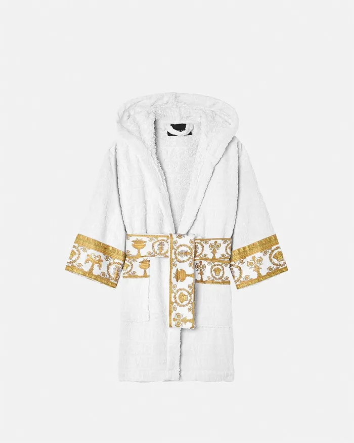 Versace I Baroque Bathrobe White Kids Underwear and Beachwear
