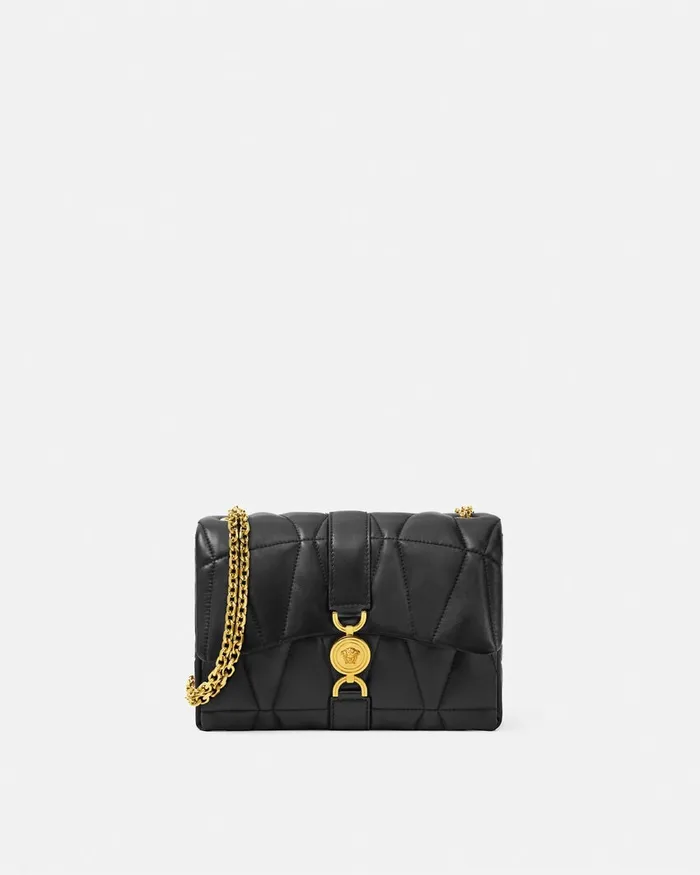 Versace Kleio Quilted Shoulder Bag Blackgold Women Kleio