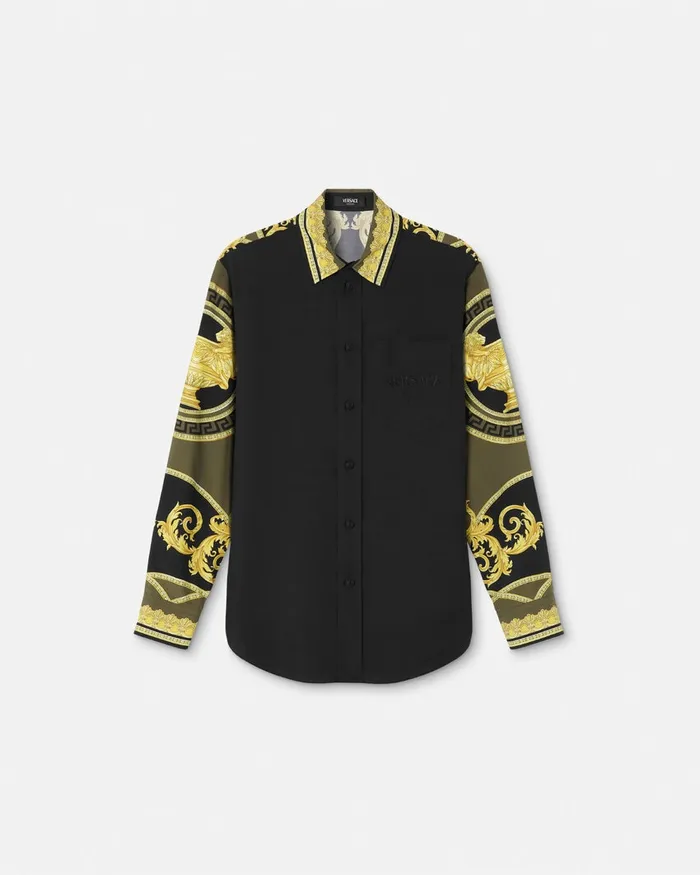 Versace La Coupe Des Dieux Paneled Shirt Black Men Shirts