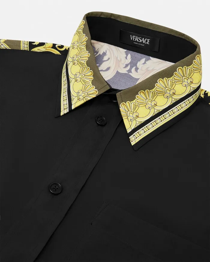 Versace La Coupe Des Dieux Paneled Shirt Black Men Shirts