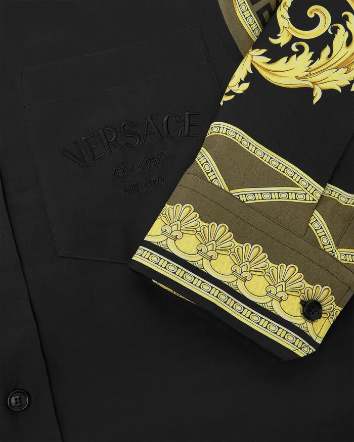 Versace La Coupe Des Dieux Paneled Shirt Black Men Shirts