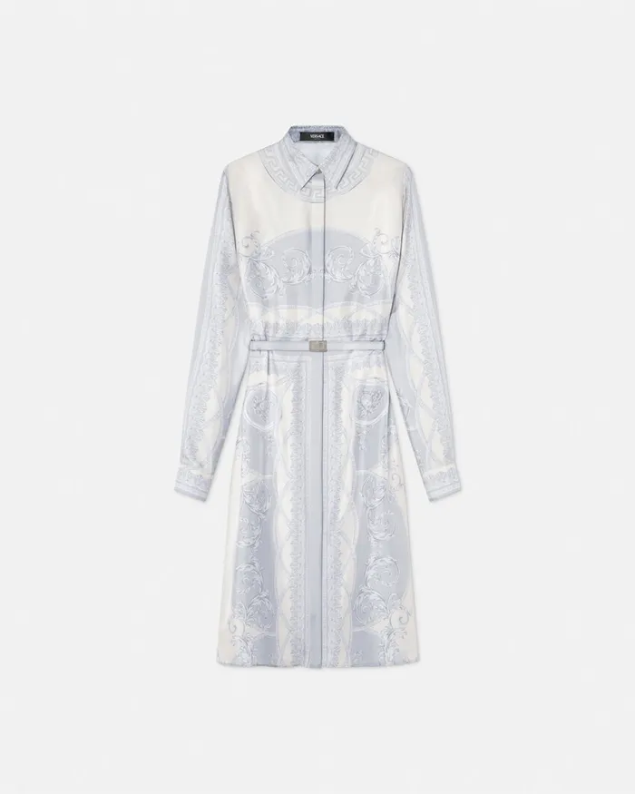 Versace La Coupe Des Dieux Silk Midi Shirt Dress Print Women Dresses