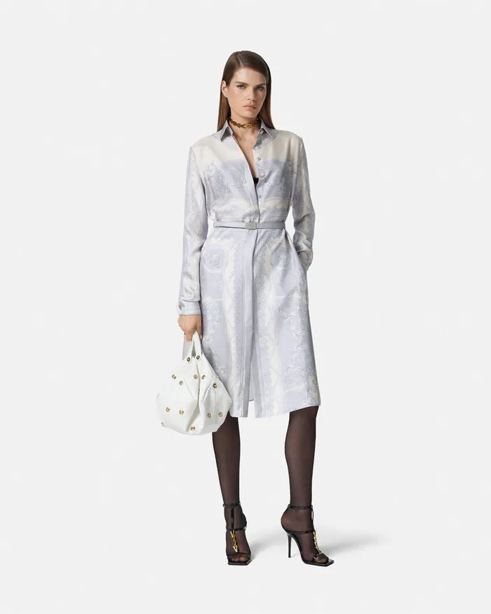 Versace La Coupe Des Dieux Silk Midi Shirt Dress Print Women Dresses