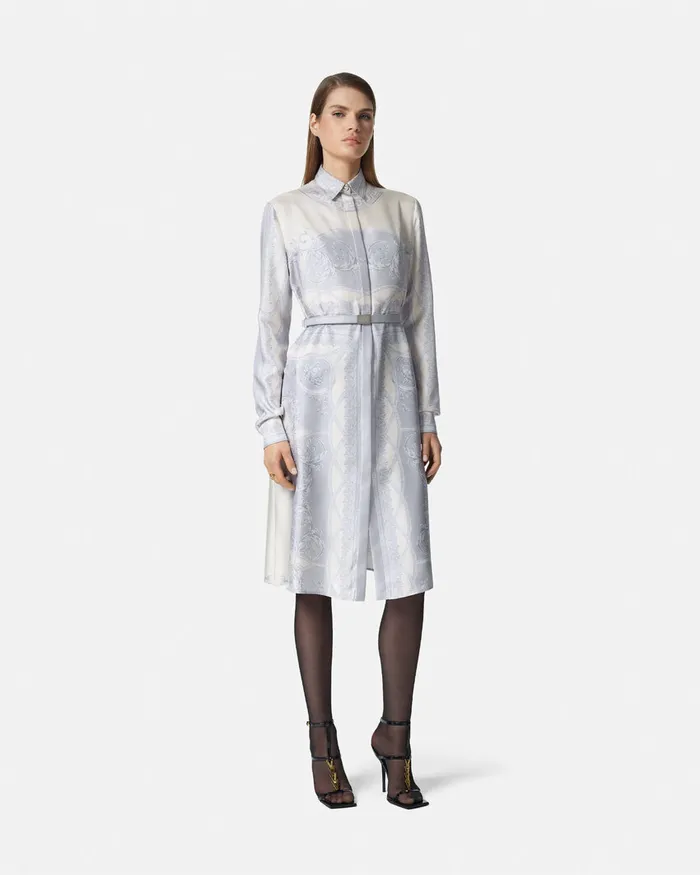 Versace La Coupe Des Dieux Silk Midi Shirt Dress Print Women Dresses