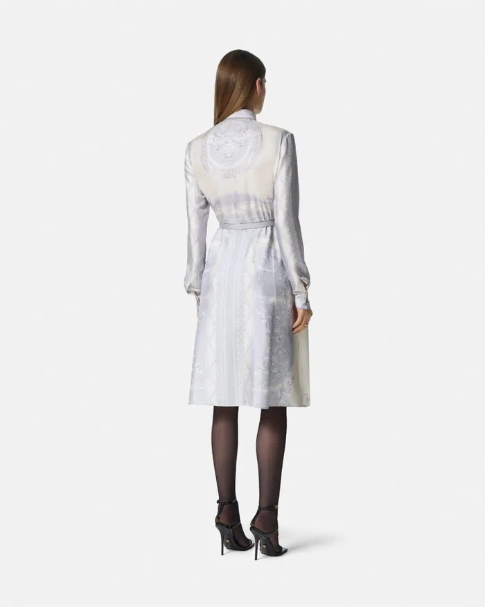 Versace La Coupe Des Dieux Silk Midi Shirt Dress Print Women Dresses