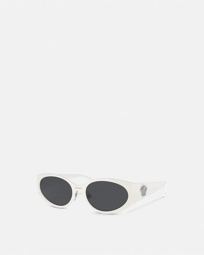 Versace La Medusa Oval Sunglasses White Women Sunglasses