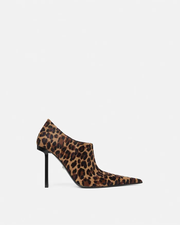Versace Leopard Slice Ankle Boots 105 Mm Animalier Women Boots