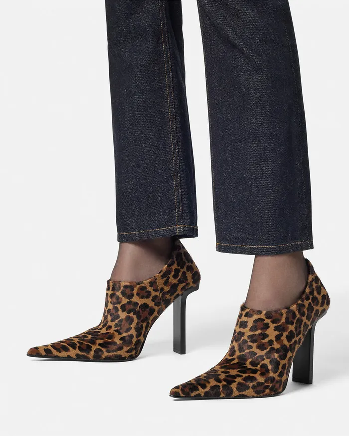 Versace Leopard Slice Ankle Boots 105 Mm Animalier Women Boots