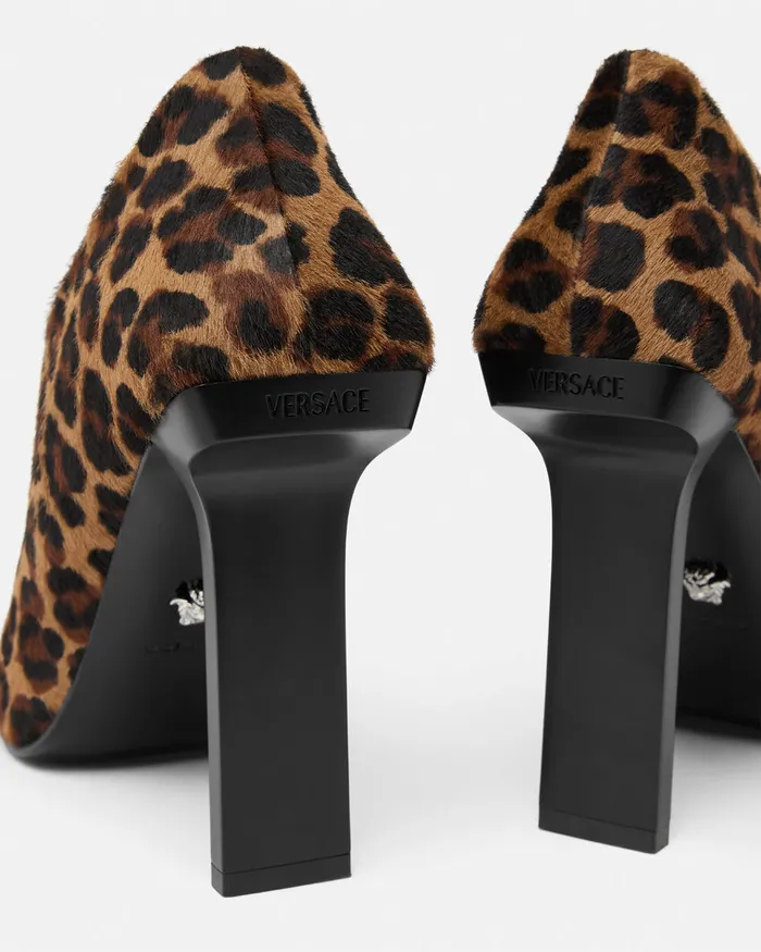 Versace Leopard Slice Ankle Boots 105 Mm Animalier Women Boots