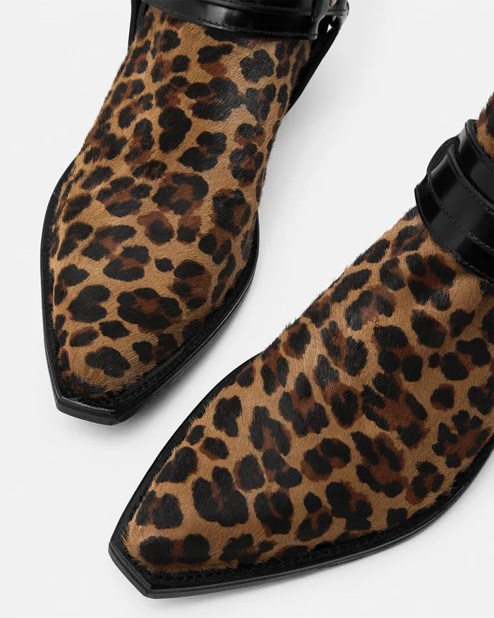 Versace Leopard Texano Ankle Boots 50 Mm Animalier Women Boots