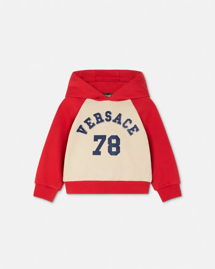 Versace Logo Baby Hoodie Red Kids Knitwear and Sweatshirts