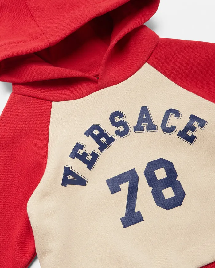 Versace Logo Baby Hoodie Red Kids Knitwear and Sweatshirts