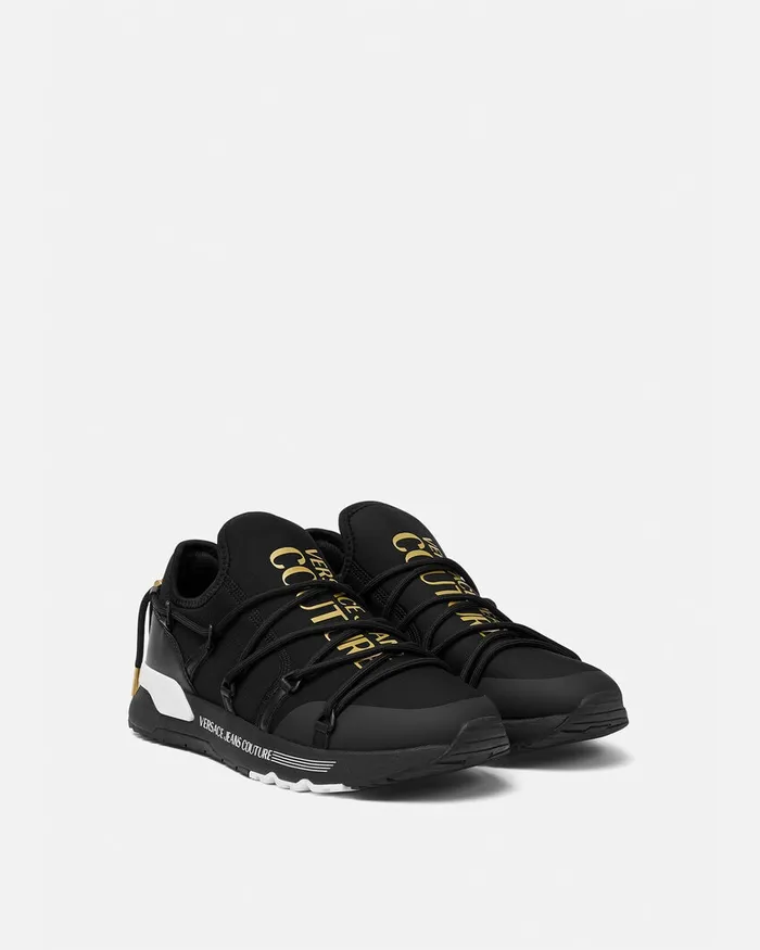 Versace Logo Dynamic Sneakers Blackgold Men Jeans Couture