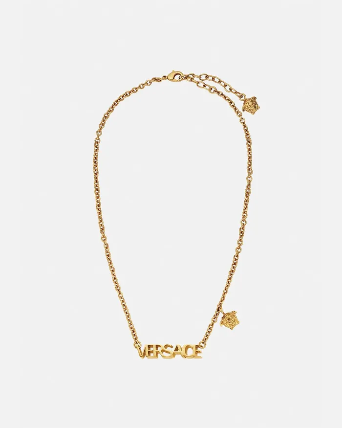 Versace Logo Necklace Light Gold WomenMen Necklaces