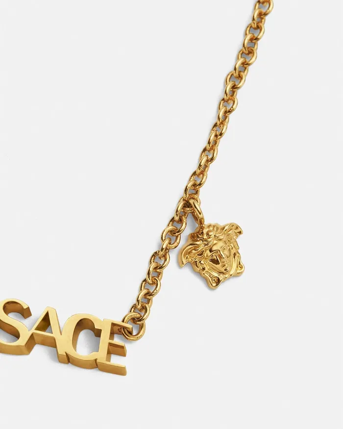 Versace Logo Necklace Light Gold WomenMen Necklaces